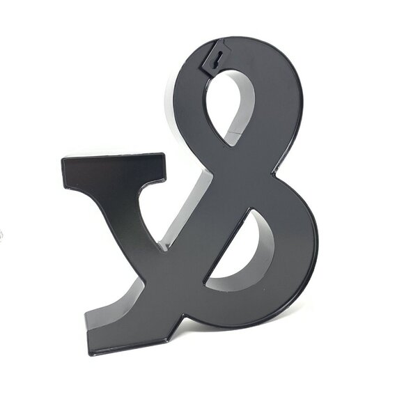 Tin Ampersand Wine Cork Holder 12 Inch Farmhouse Wall Monogram Decor Black - Picture 2 of 6